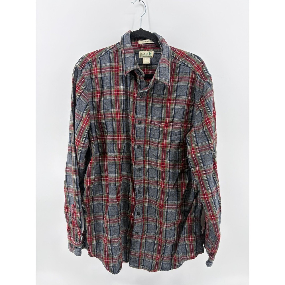 Vintage LL Bean Shirt Men Large Tall, Traditional Fit, Scotch Plaid Flannel